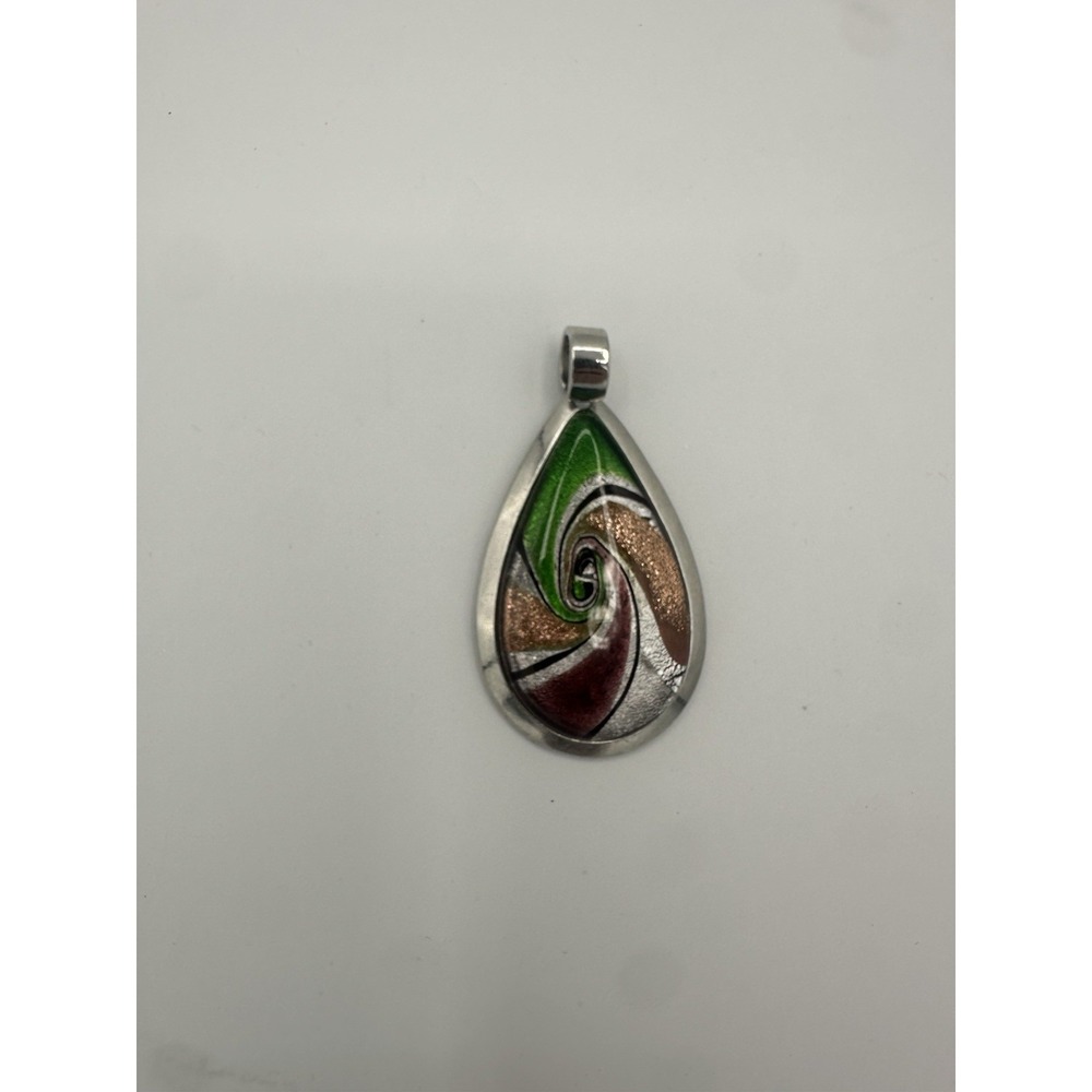 Art Glass Pendant Multicolor On Metal Base Multicolor